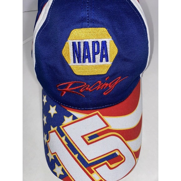 Napa Racing #15 Michael Waltrip Nascar Hat Cap Red White Blue Flag Strapback. - Picture 6 of 8